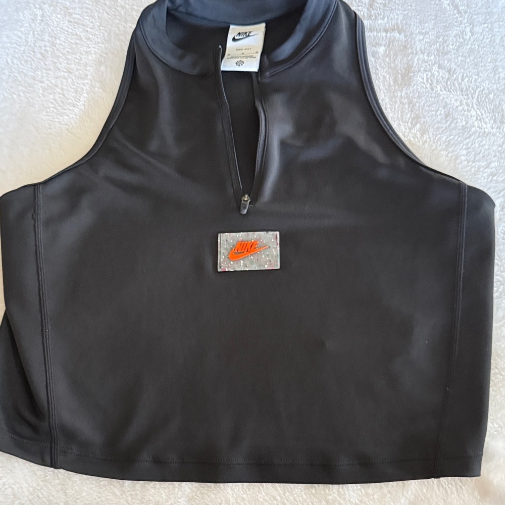Nike Black Crop Top with Orange Logo